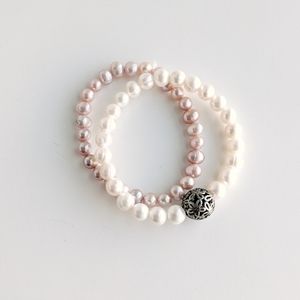Pink and White Freshwater pearl bracelets